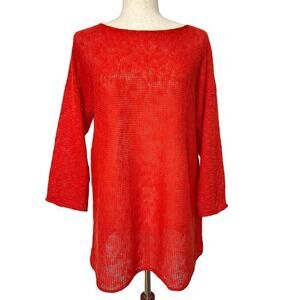 Mimi and Coco Open Knit Tunic Sweater Women’s Sz M/L (see Measurements) Orange